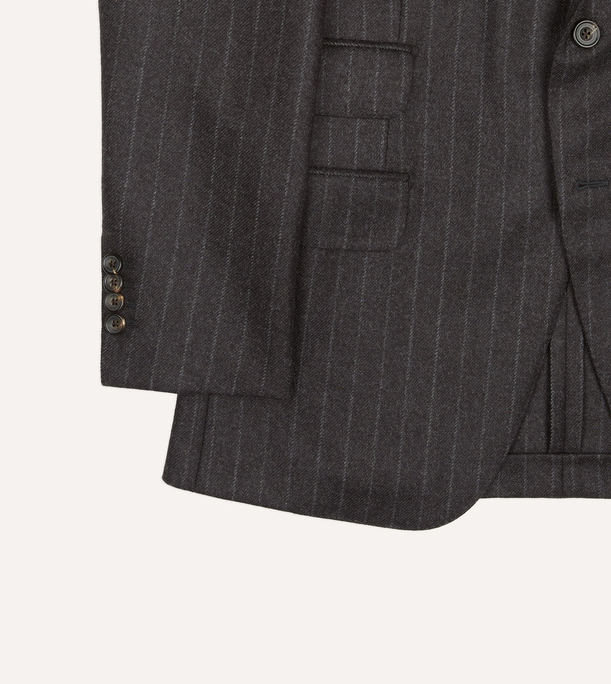 Charcoal Pinstripe Wool Flannel Tailored Jacket