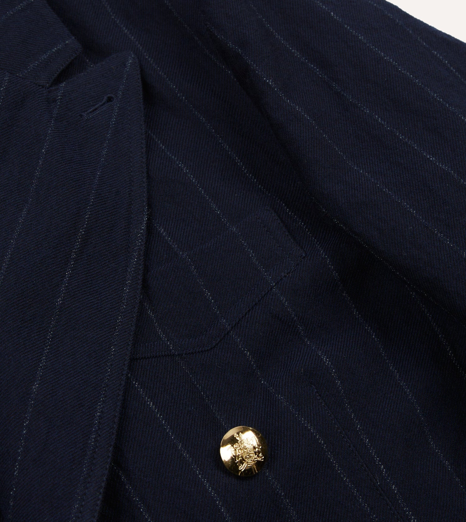 Navy Pin Stripe Wool-Cotton Games Blazer Mk. III – Drakes 