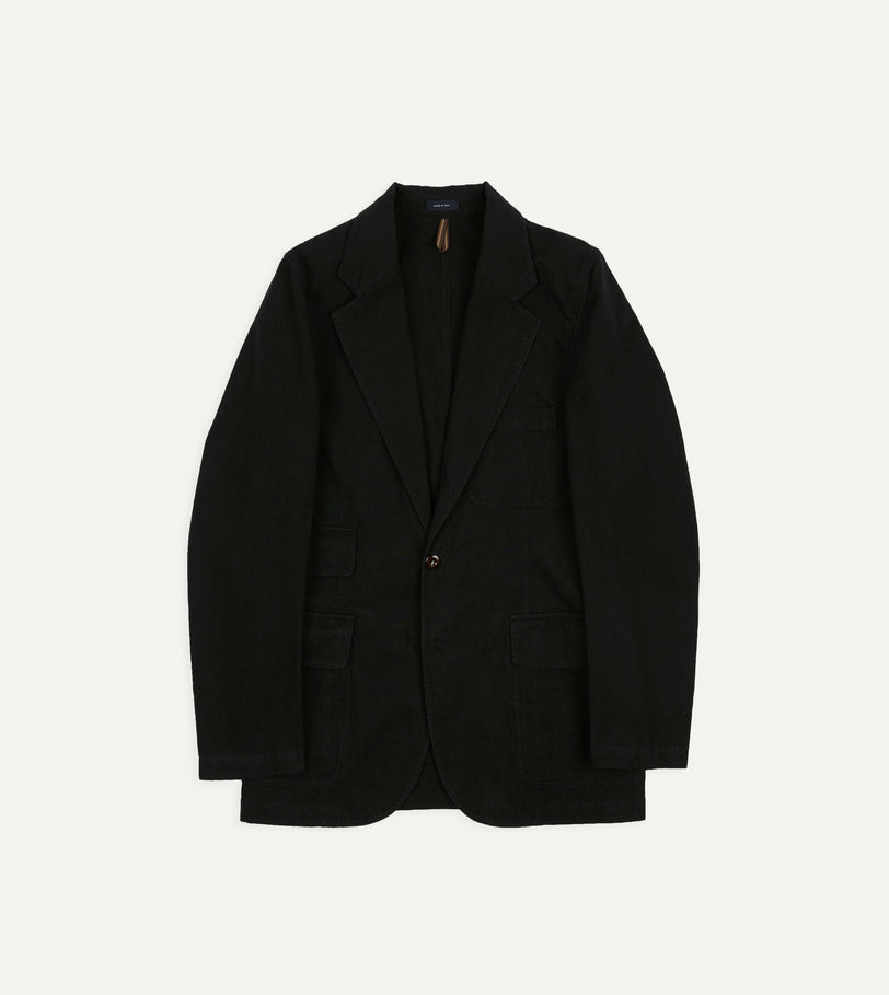 Drake's by A. Levine Black Cotton-Linen Games Blazer Mk. IV