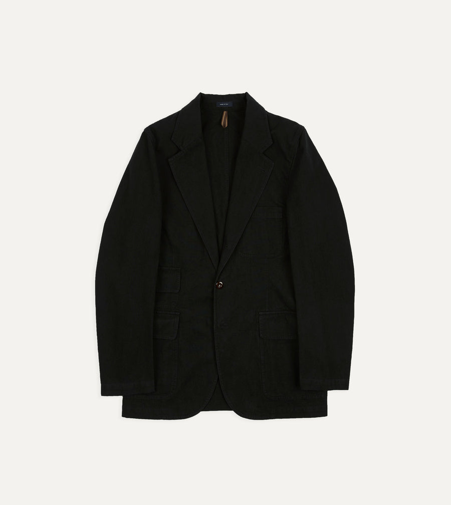 Drake's by A. Levine Black Cotton-Linen Games Blazer Mk. IV