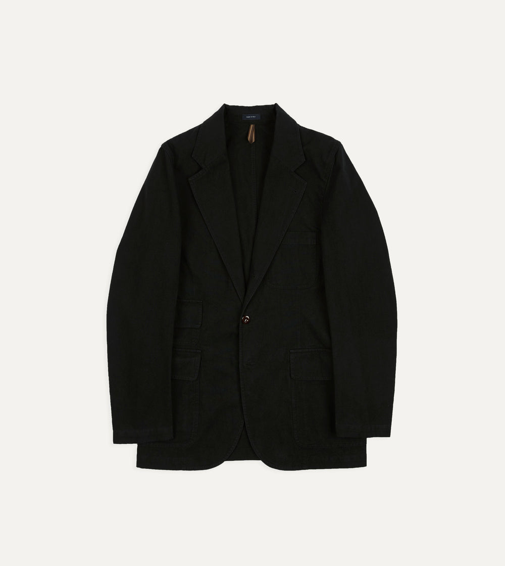 Drake's by A. Levine Black Cotton-Linen Games Blazer Mk. IV