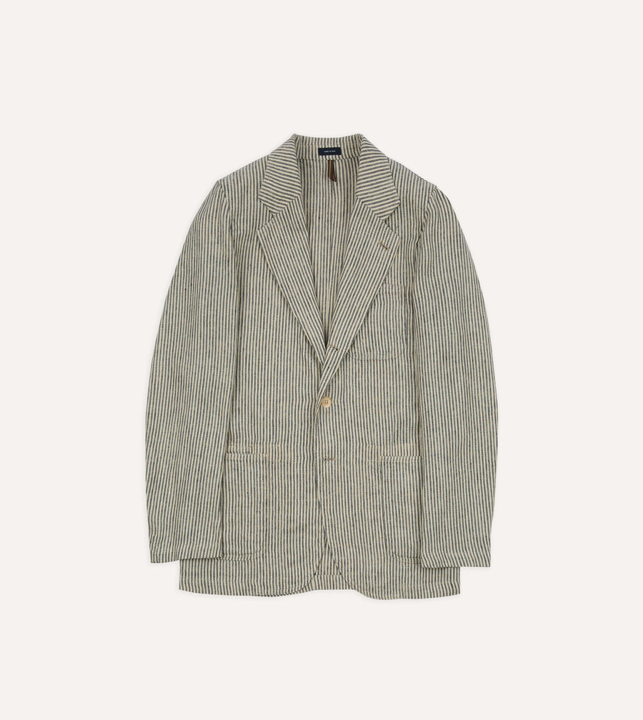 Navy and Ecru Stripe Oxford Linen Games Blazer Mk. IV