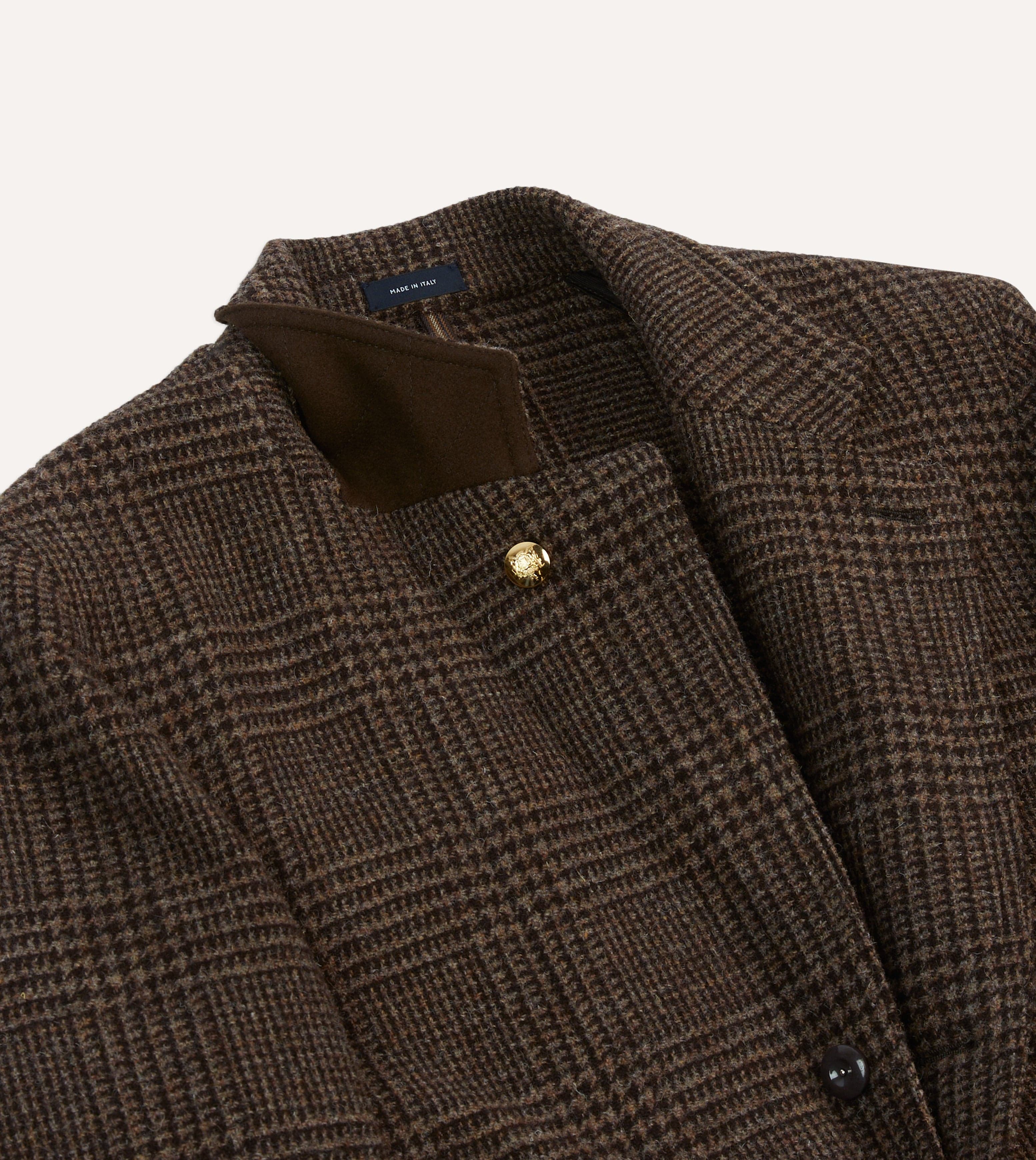 Dark Brown Prince of Wales Check Tweed Games Blazer Mk. VII – Drakes