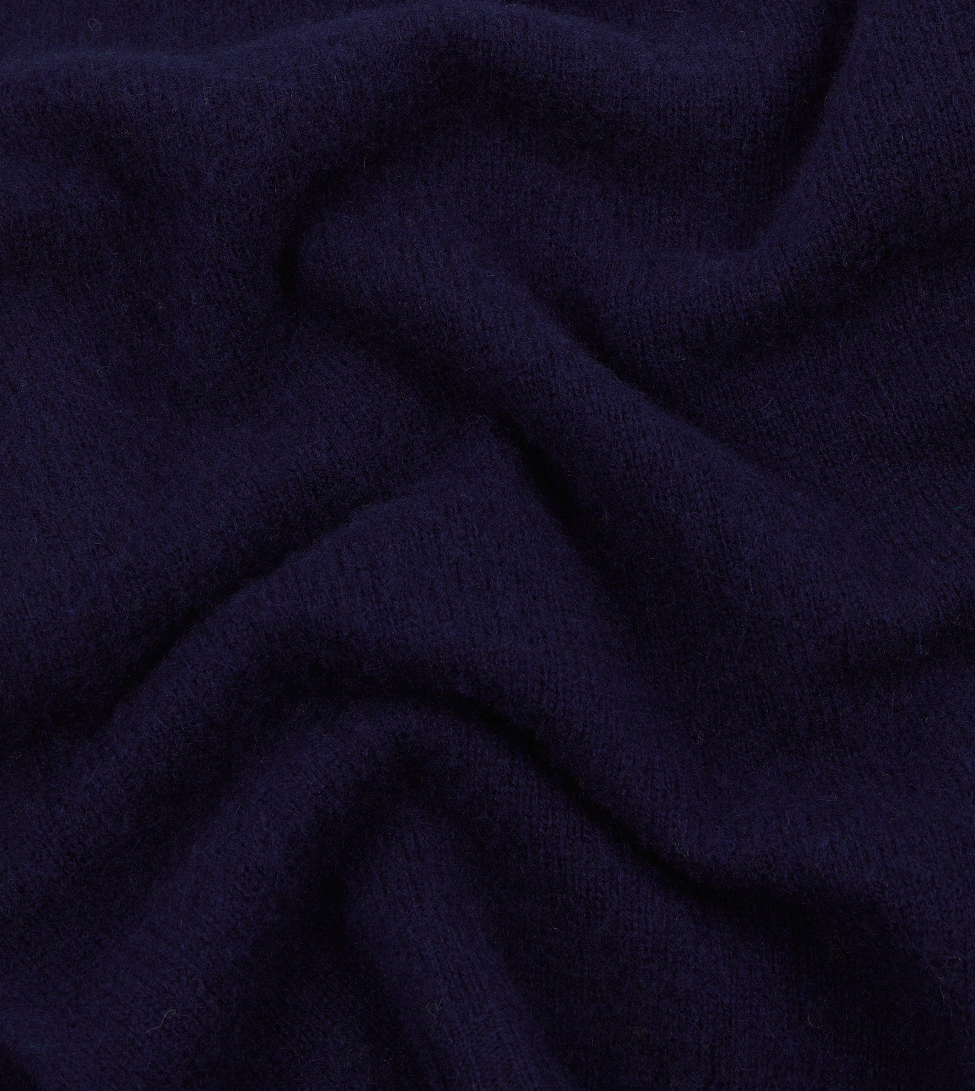 Navy Brushed Shetland Crew Neck Jumper