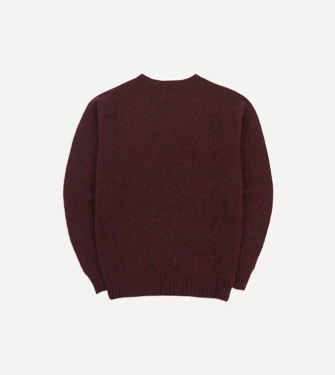 Burgundy Brushed Shetland Crew Neck Jumper