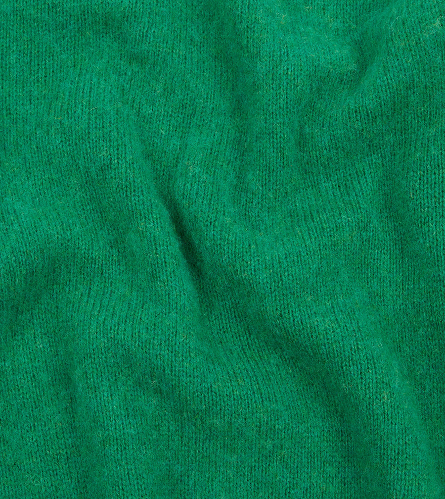 Green Brushed Shetland Crew Neck Jumper