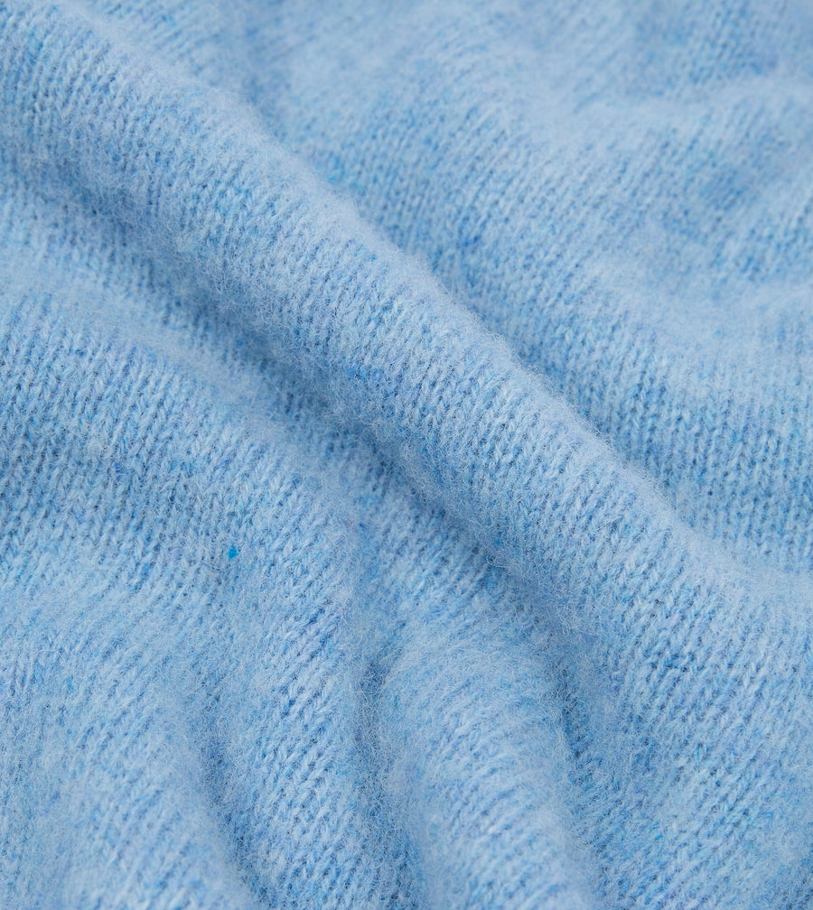 Sky Blue Brushed Shetland Crew Neck Jumper