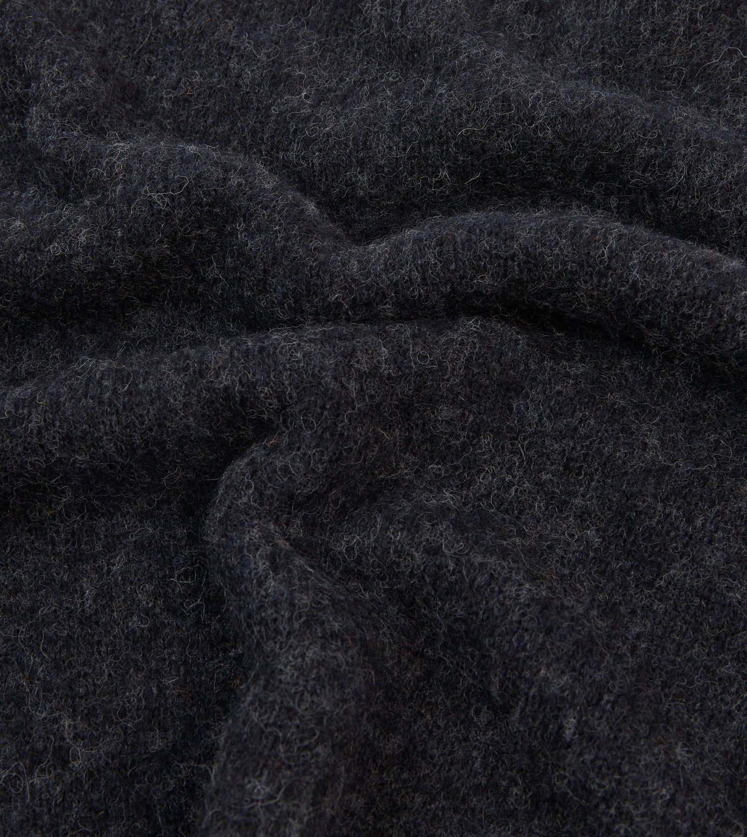 Dark Grey Brushed Shetland Crew Neck Jumper