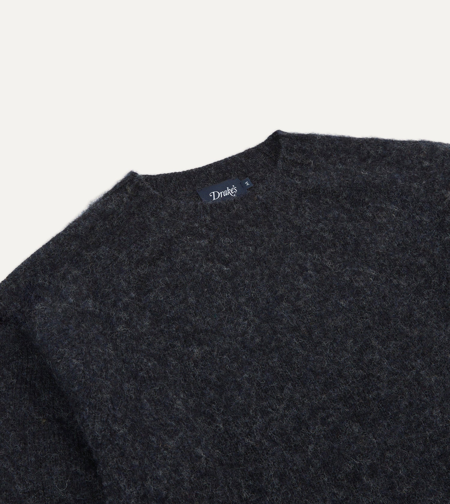 Dark Grey Brushed Shetland Crew Neck Jumper