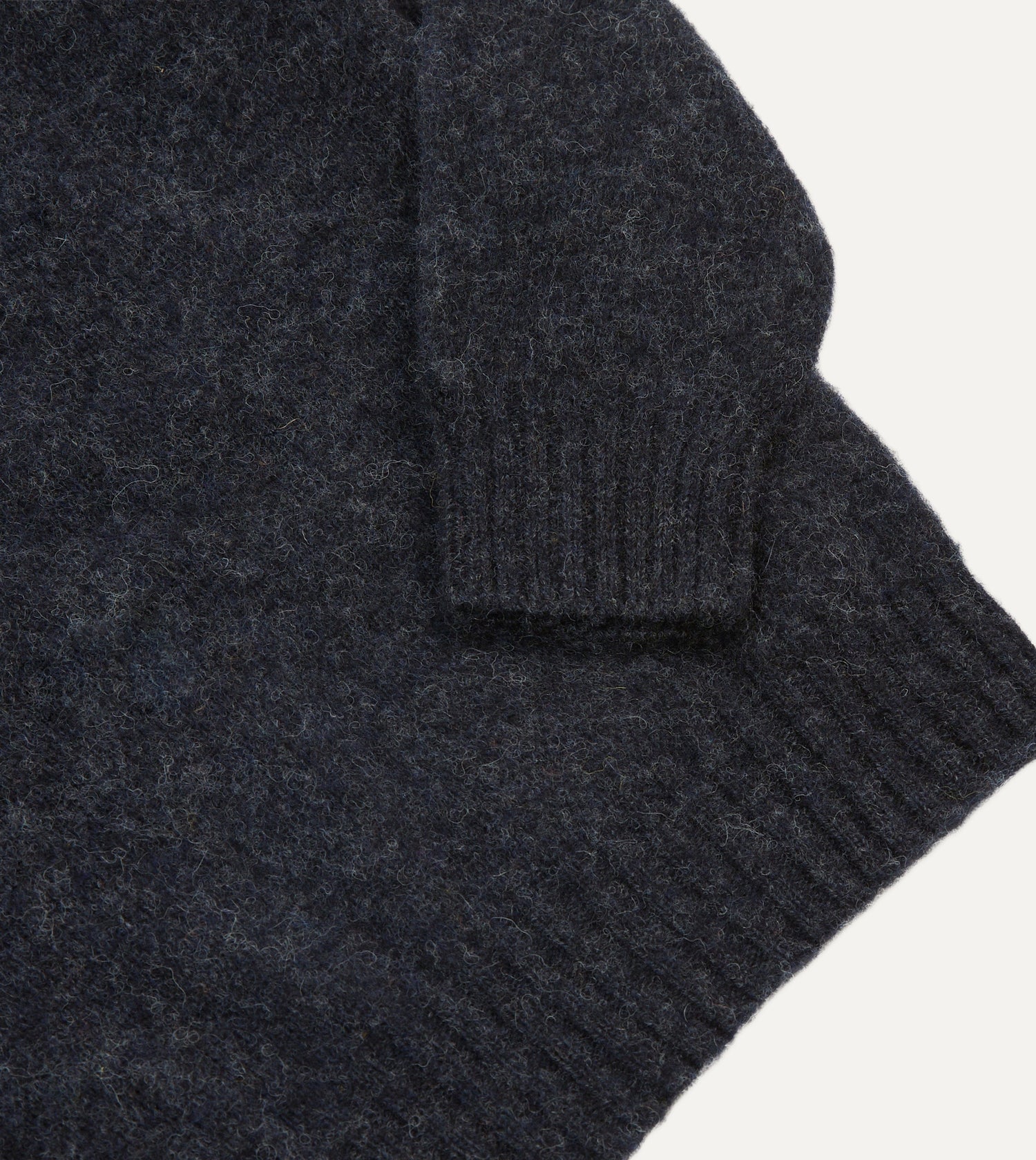 Dark Grey Brushed Shetland Crew Neck Jumper