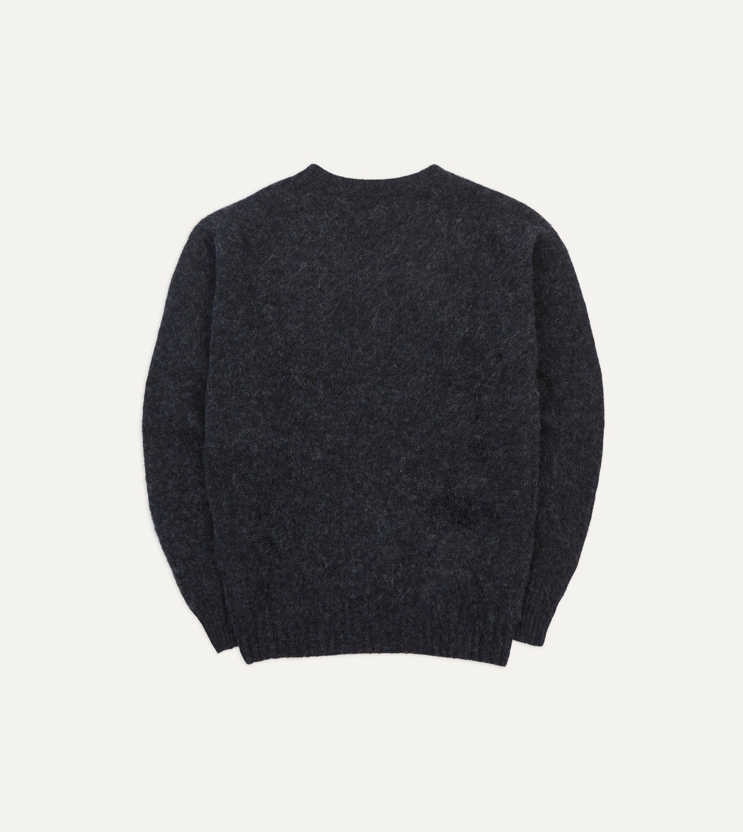 Dark Grey Brushed Shetland Crew Neck Jumper