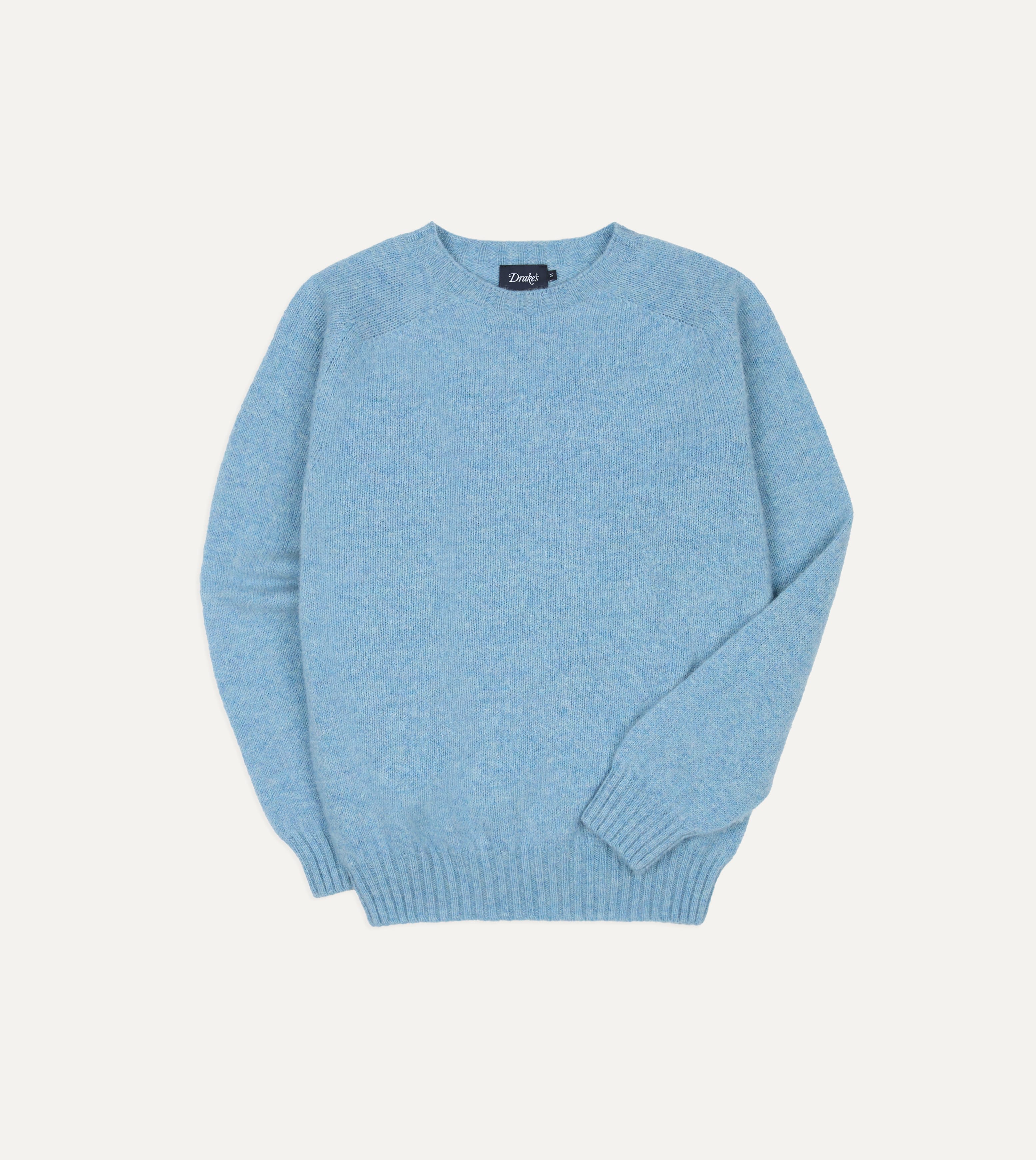 Sky Blue Brushed Shetland Crew Neck Jumper