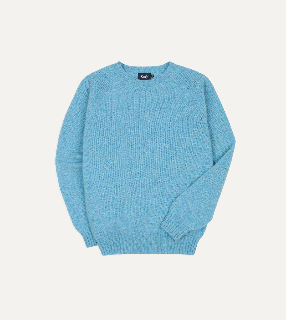 Sky Blue Brushed Shetland Crew Neck Jumper