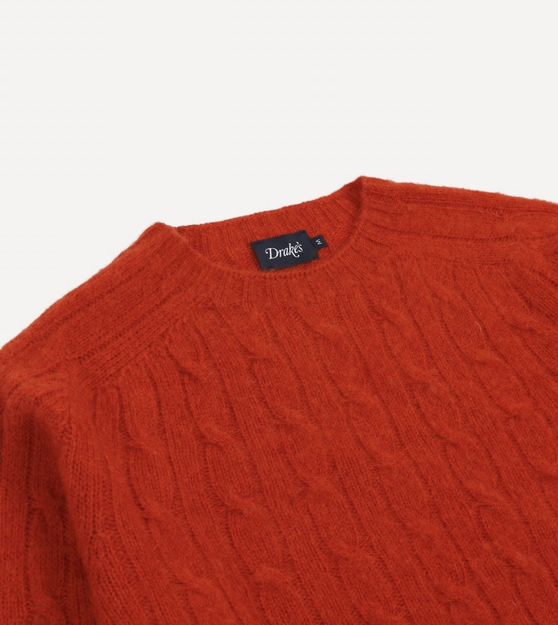 Red Brushed Cable Knit Shetland Crew Neck Jumper