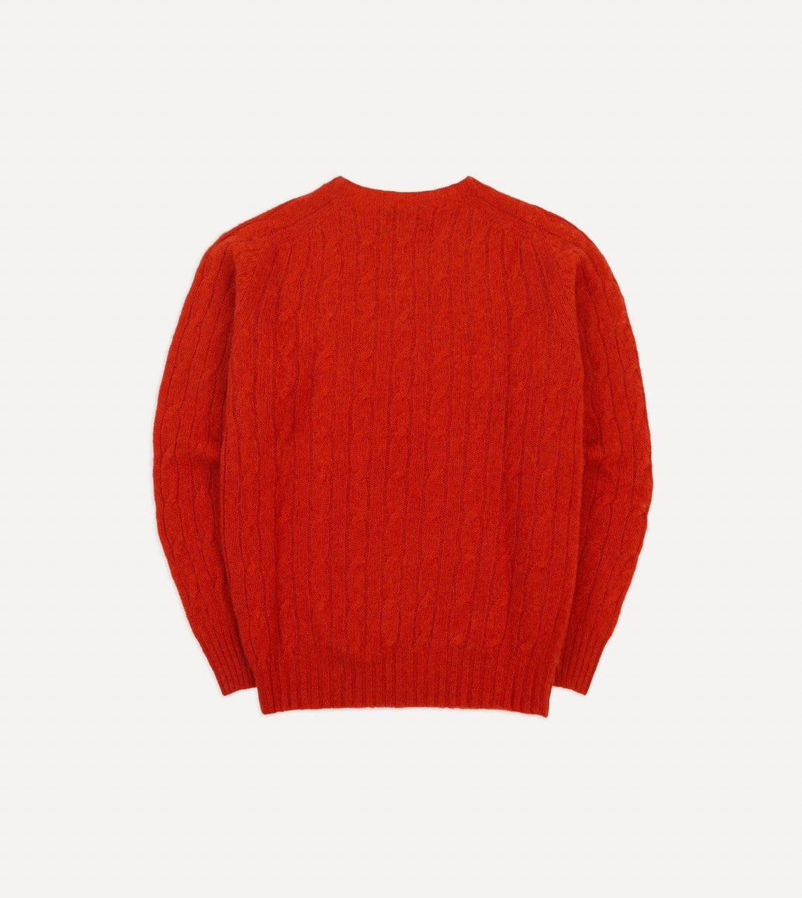 Red Brushed Cable Knit Shetland Crew Neck Jumper