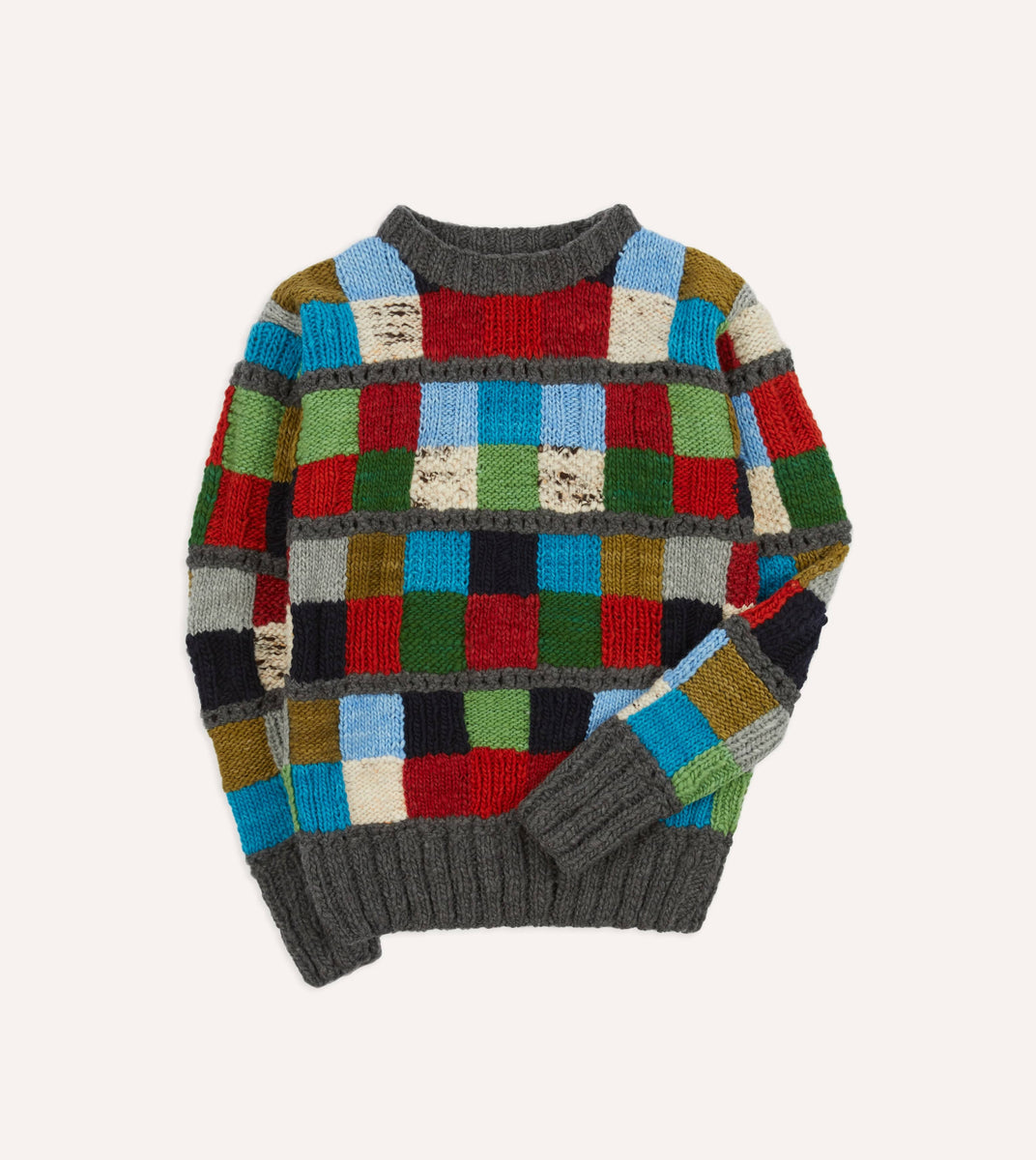 Chamula for Drake's Patchwork Merino Jumper – Drakes