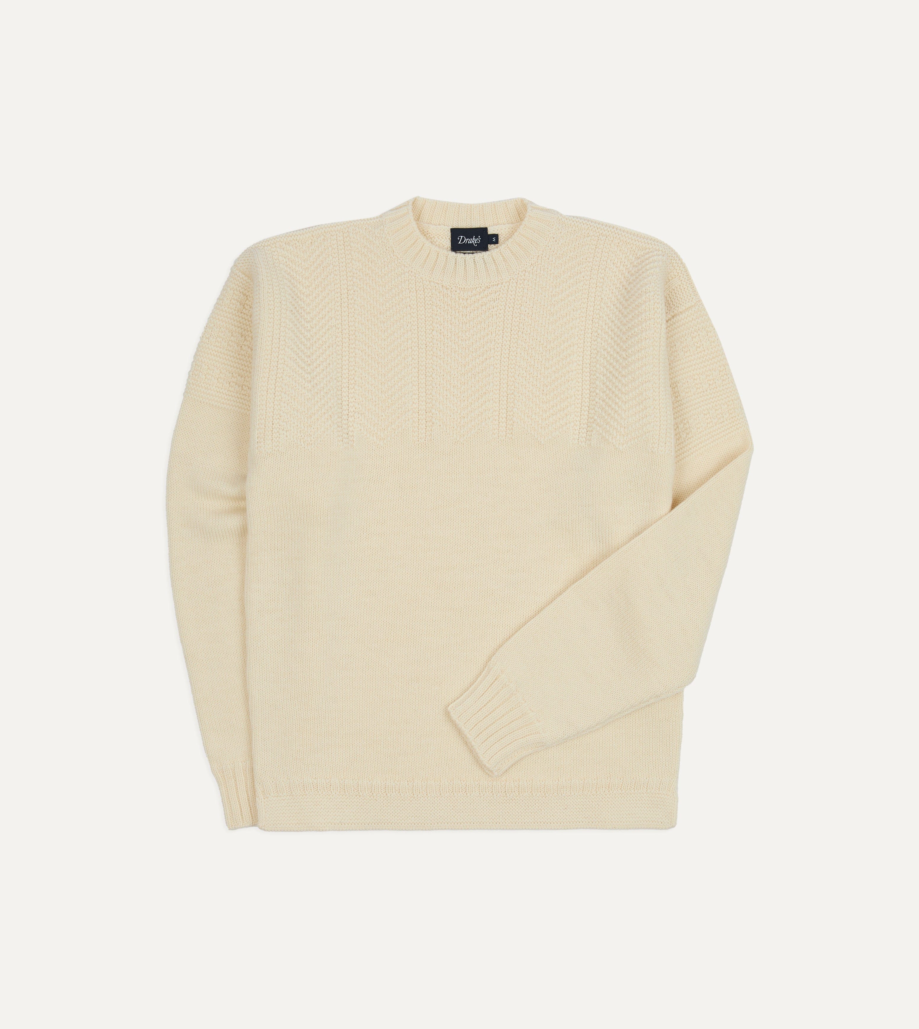 Ecru Wool Guernsey Jumper