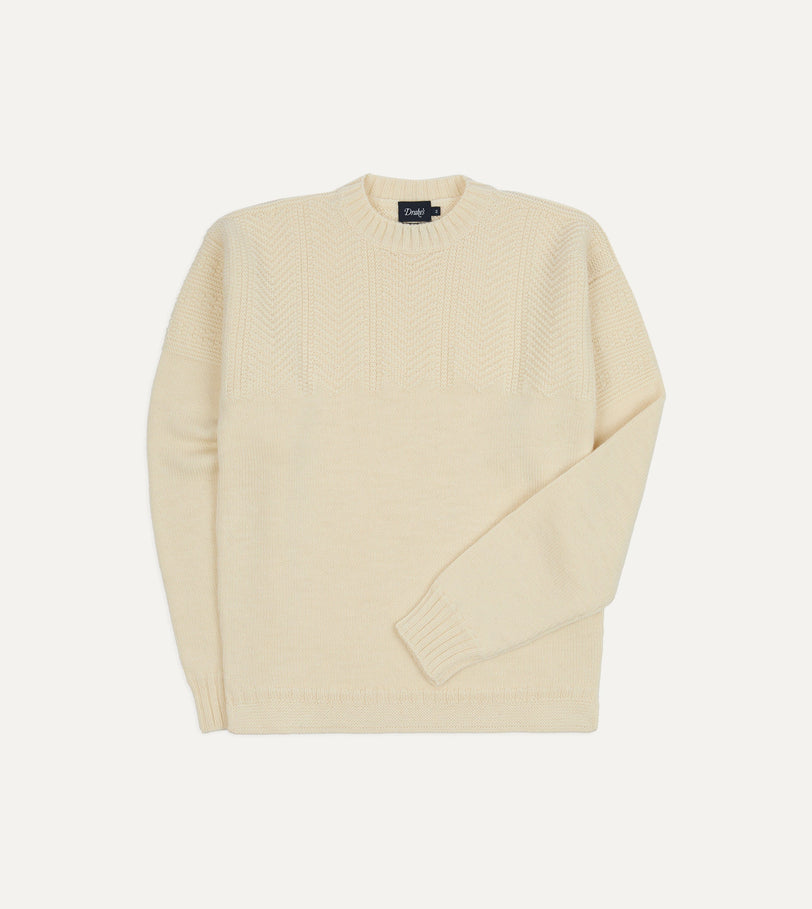 Ecru Wool Guernsey Jumper