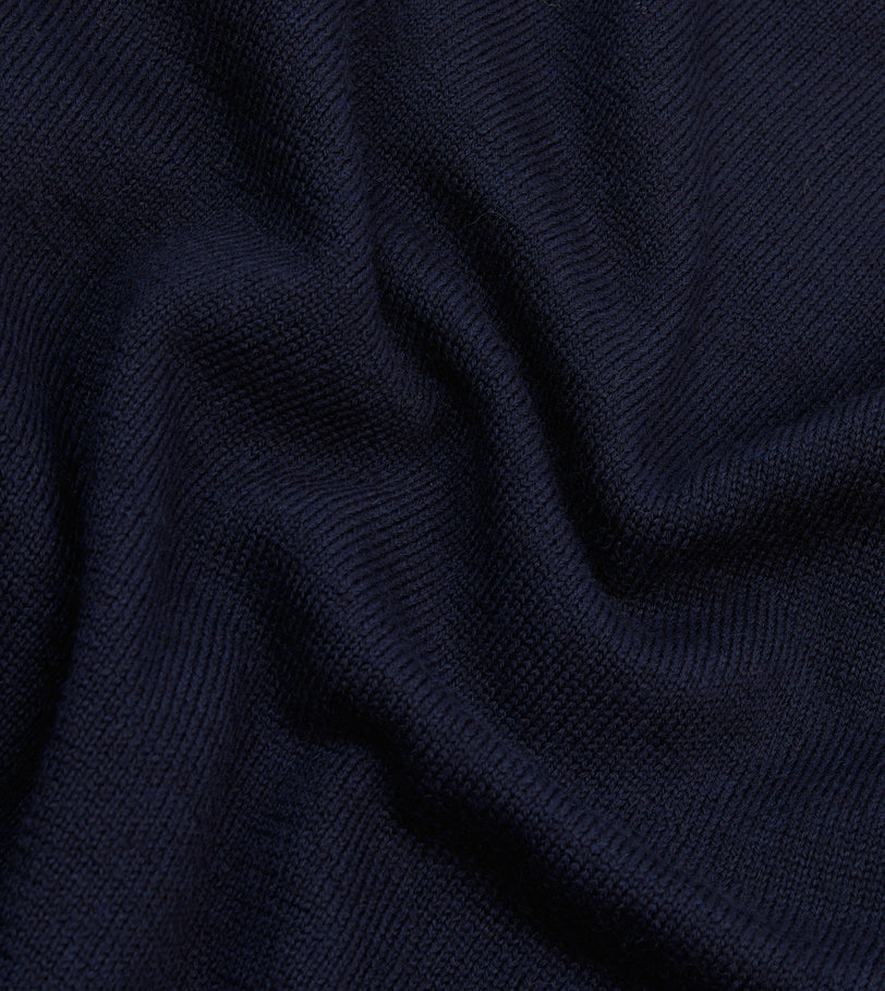 Navy Wool Mock Neck Jumper