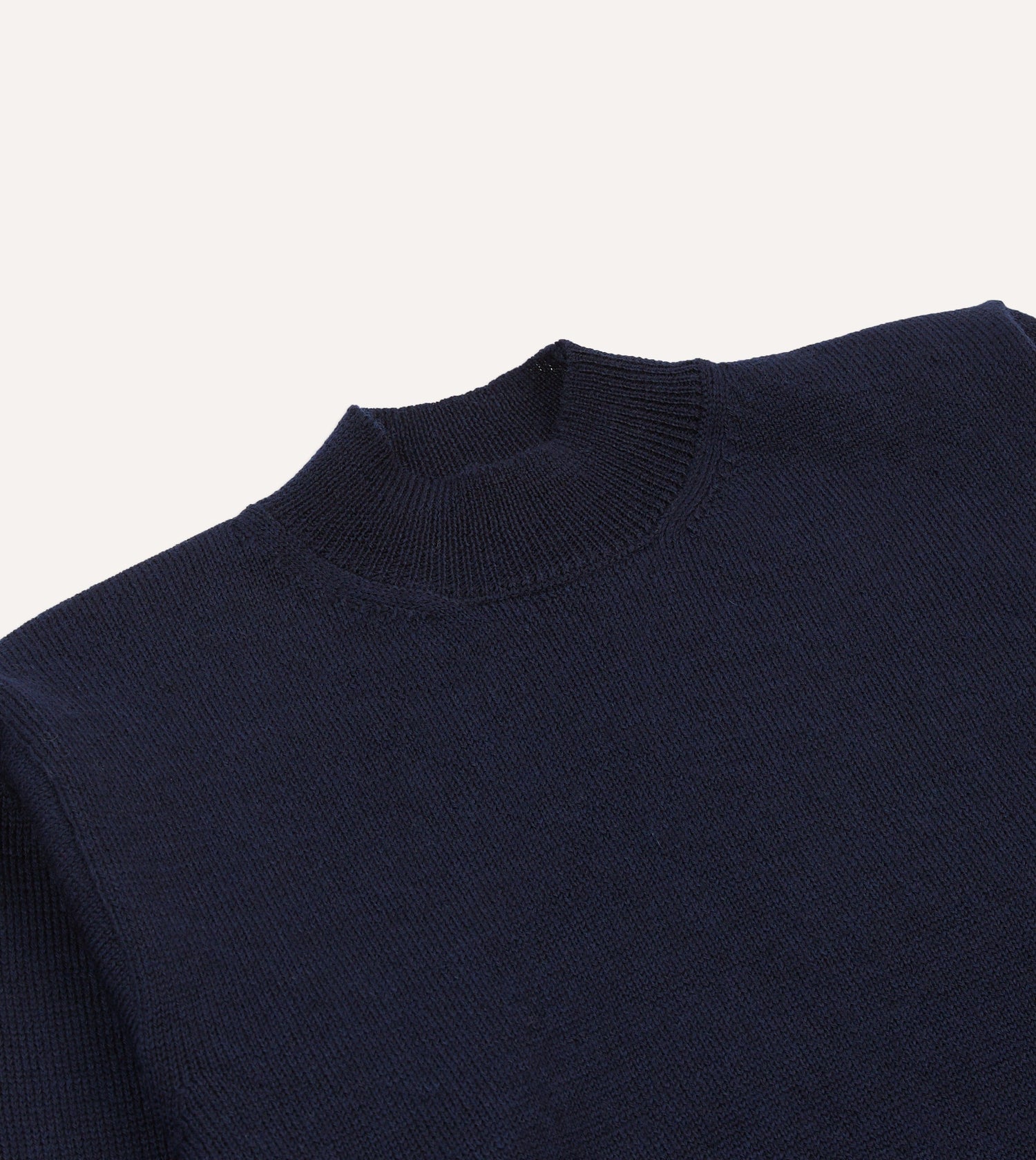 Navy Wool Mock Neck Jumper