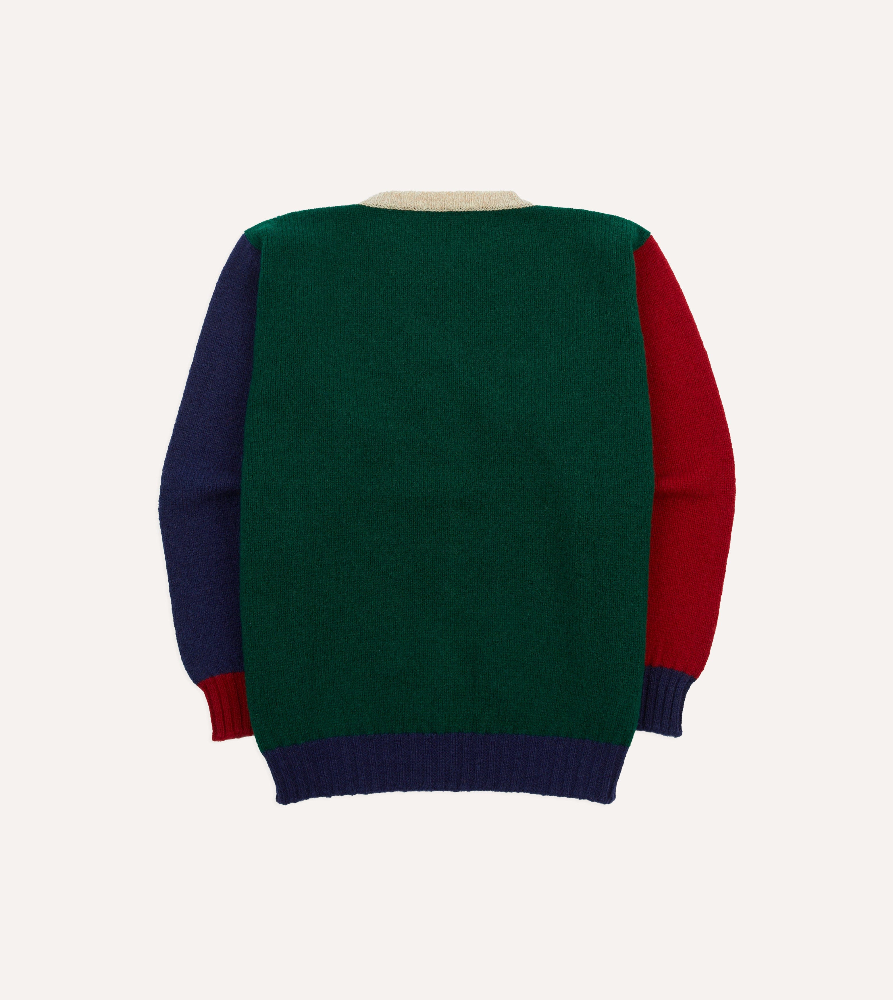 Brown Multi Colourblock Brushed Shetland Crew Neck Jumper