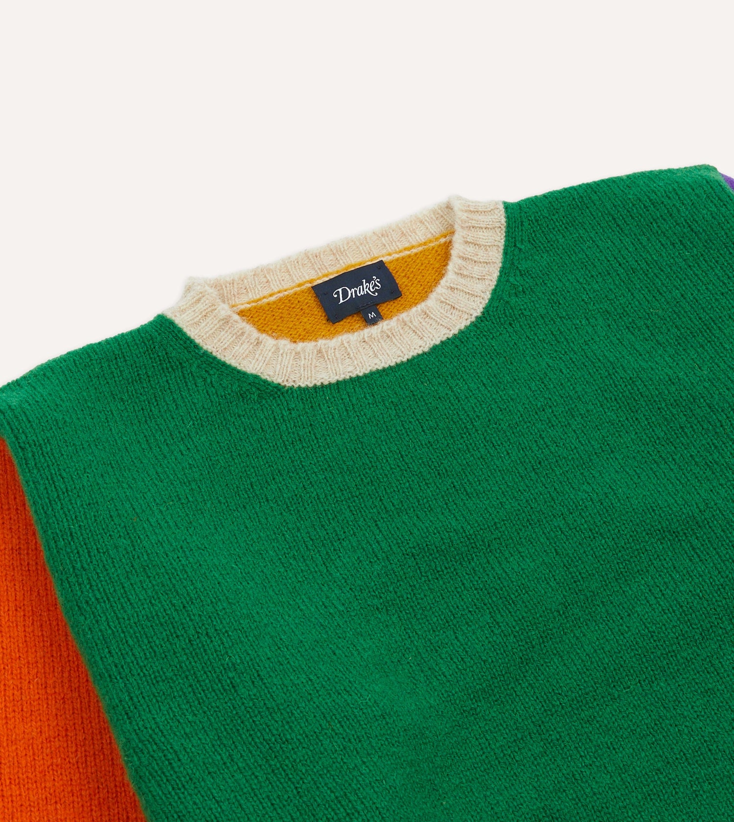 Green Multi Colourblock Brushed Shetland Crew Neck Jumper