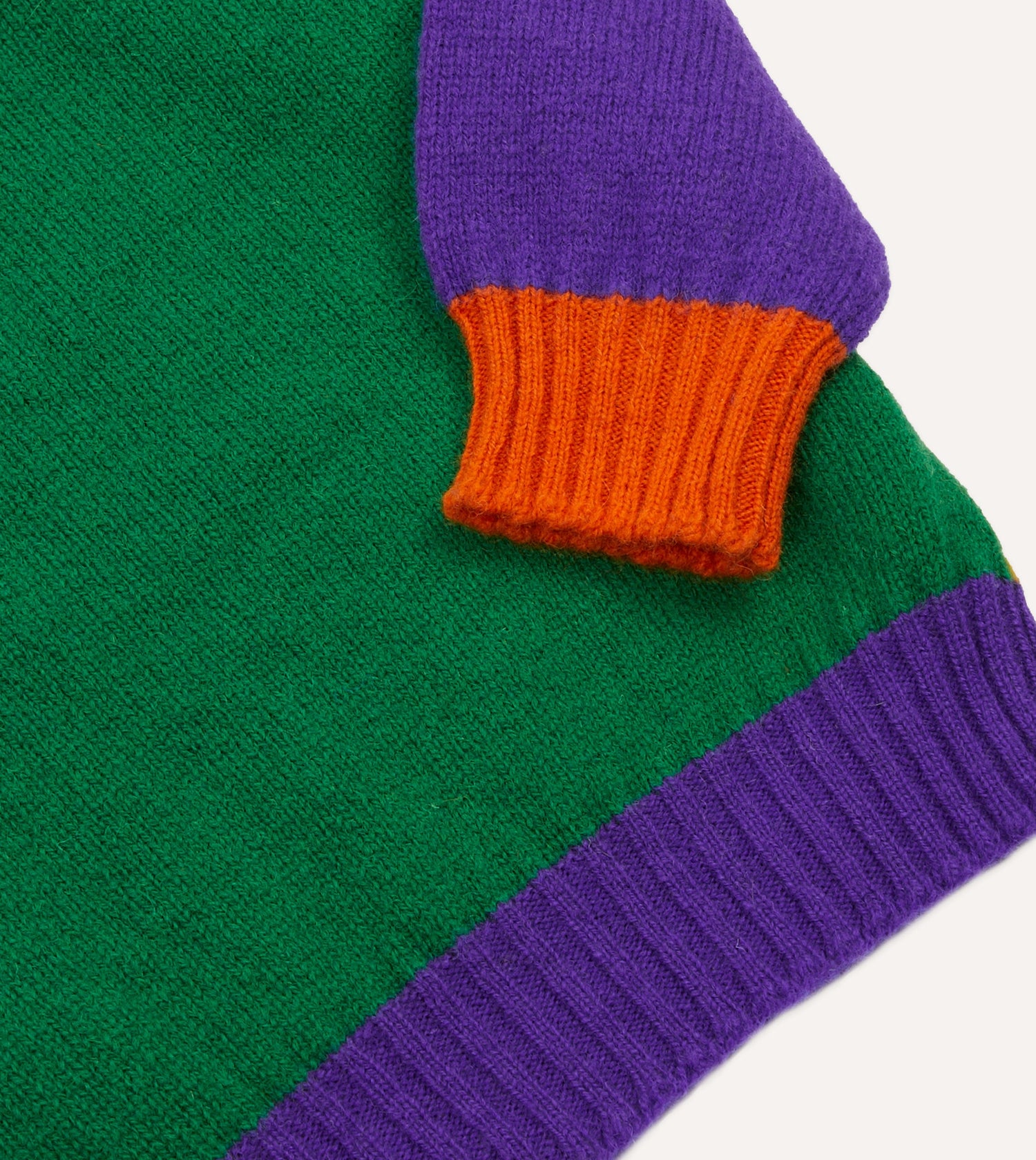 Green Multi Colourblock Brushed Shetland Crew Neck Jumper