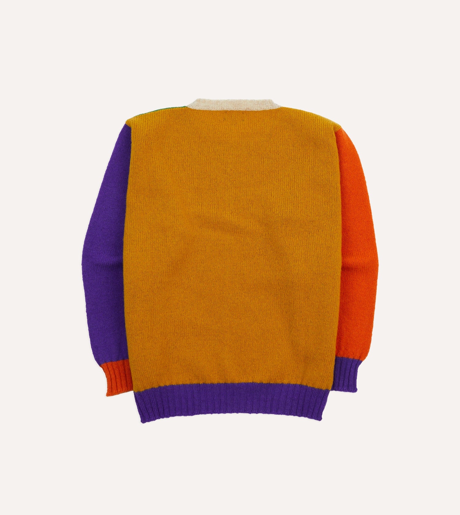 Green Multi Colourblock Brushed Shetland Crew Neck Jumper