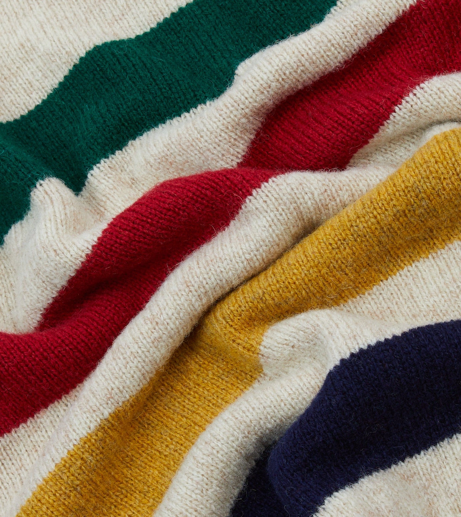 Ecru Multi Thick Stripe Brushed Shetland Crew Neck Jumper