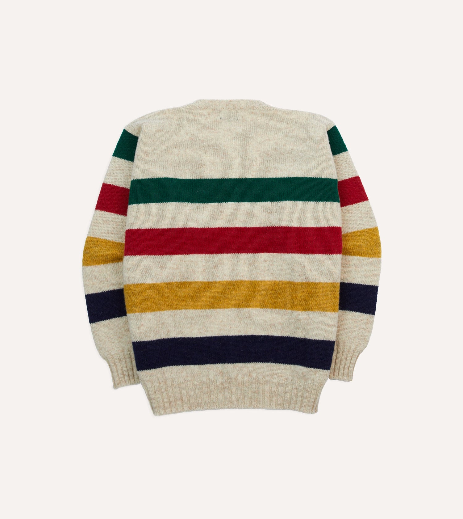 Ecru Multi Thick Stripe Brushed Shetland Crew Neck Jumper