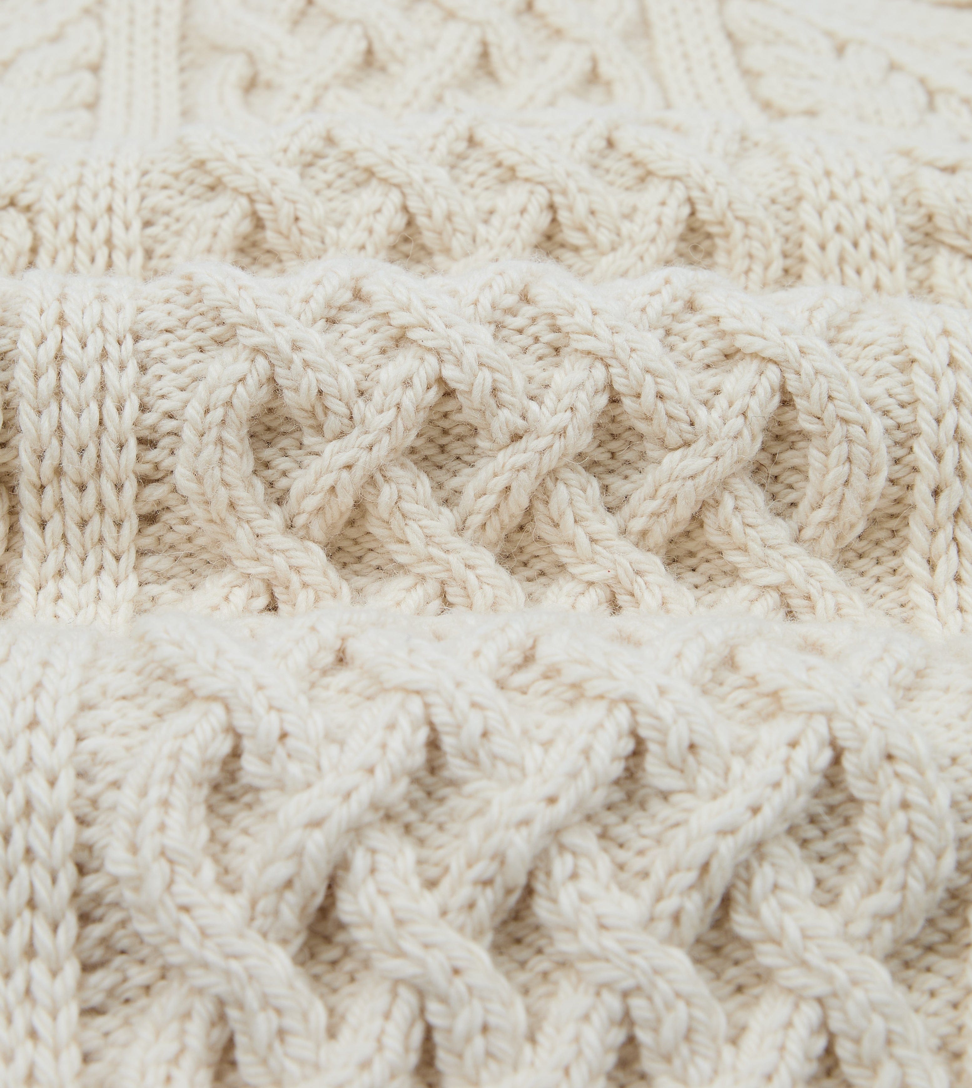 Ecru Wool Aran Jumper