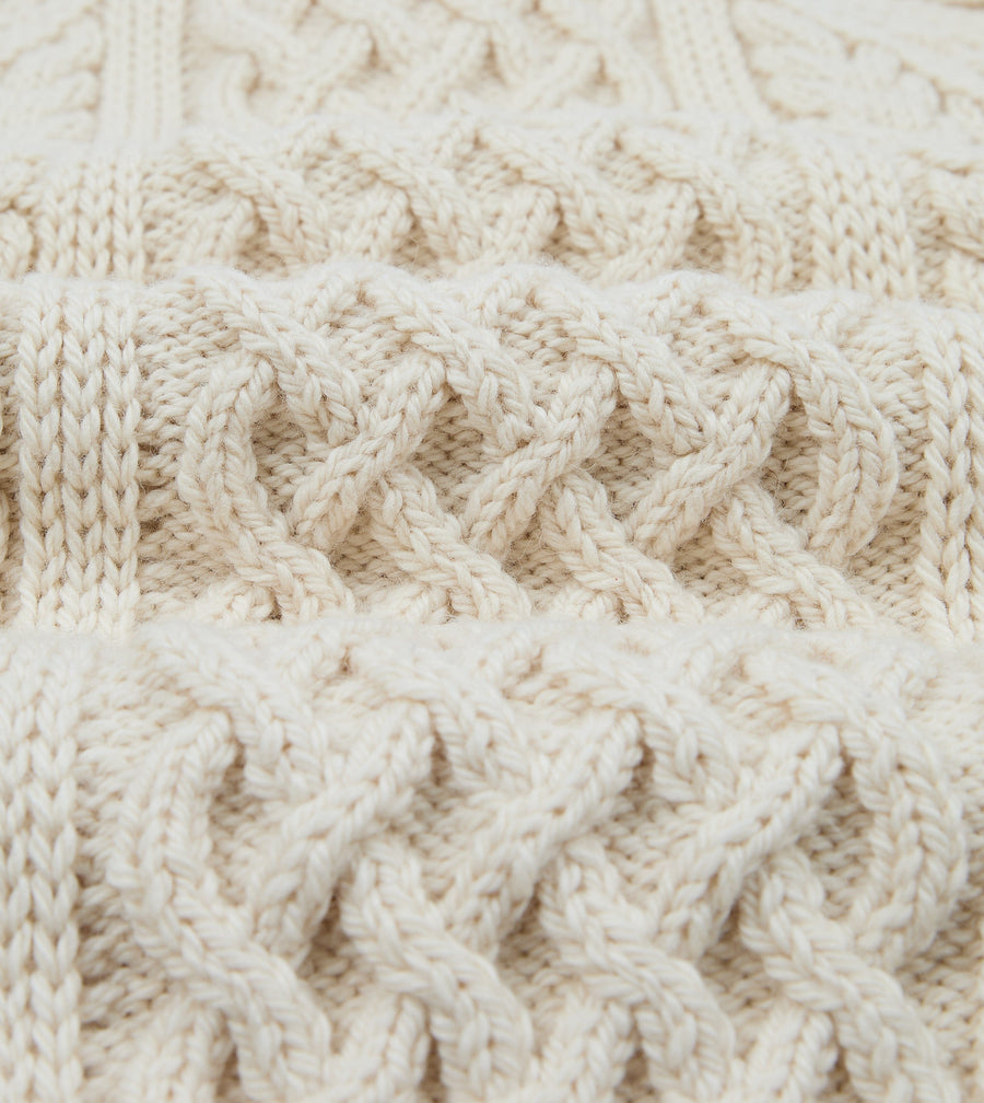 Ecru Wool Aran Jumper