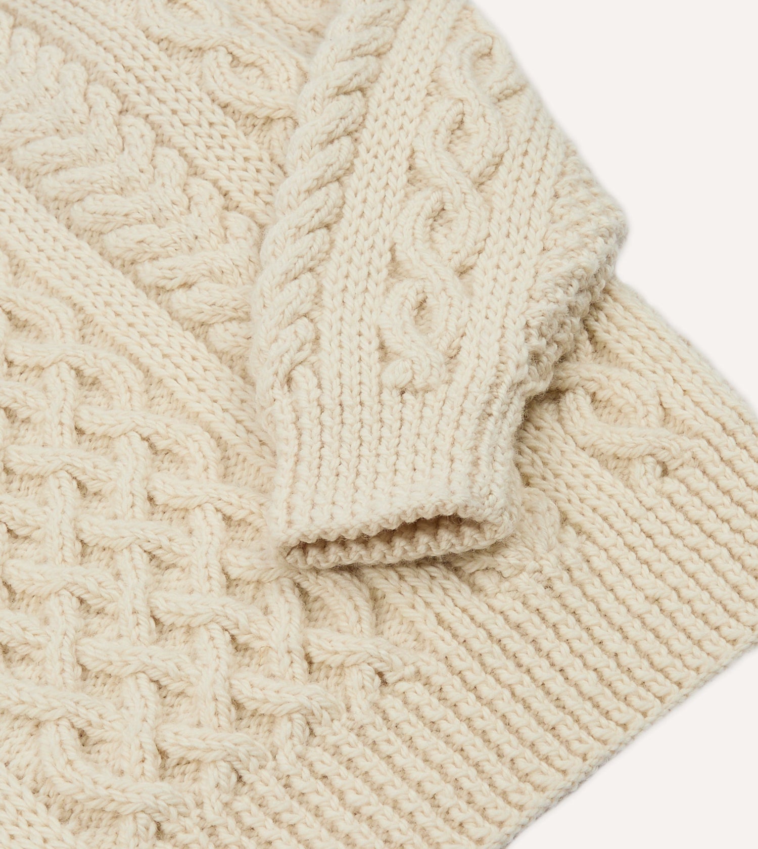 Ecru Wool Aran Jumper