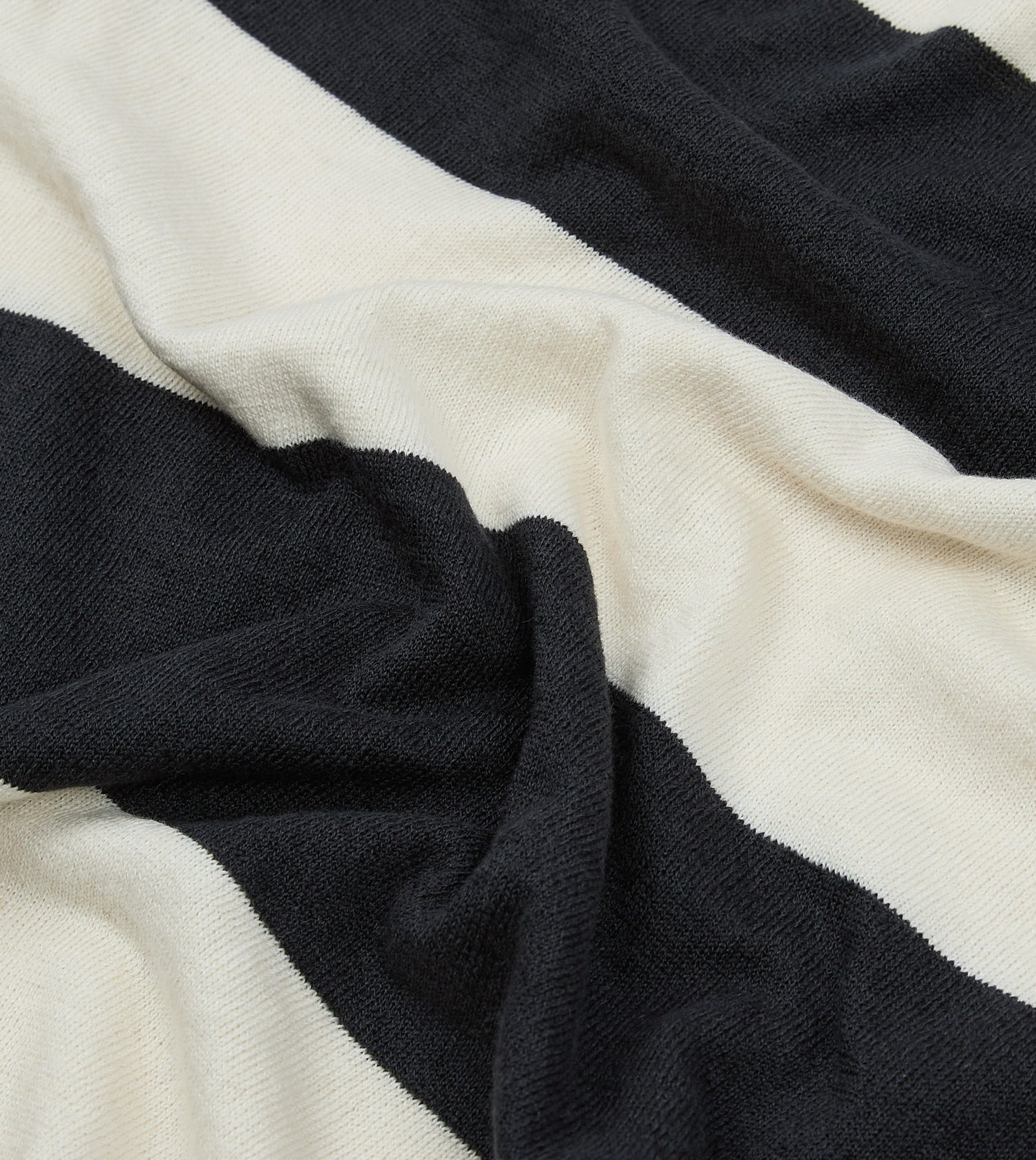 Ecru and Charcoal Stripe Crew Neck Knitted T-Shirt