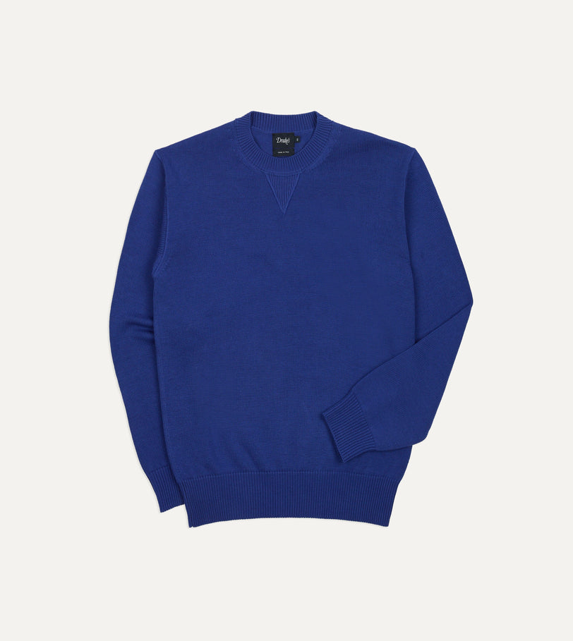 Blue Wool-Cotton Knit Sweatshirt