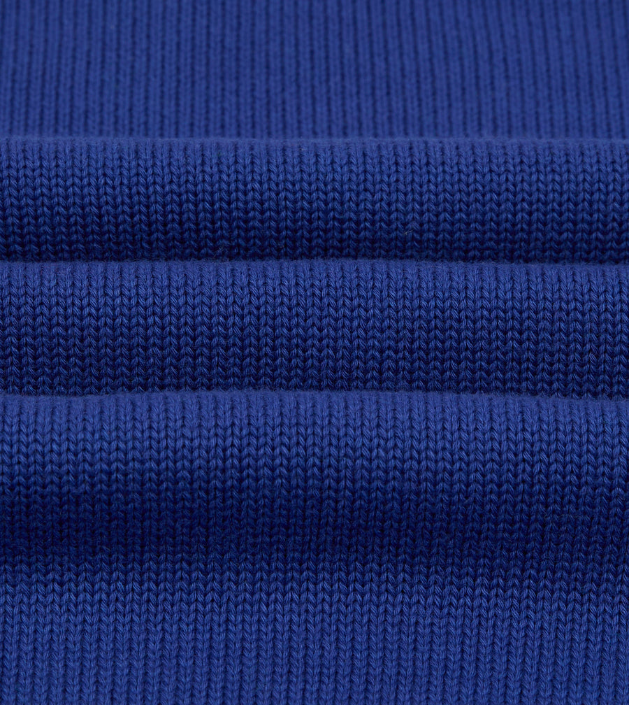 Blue Wool-Cotton Knit Sweatshirt