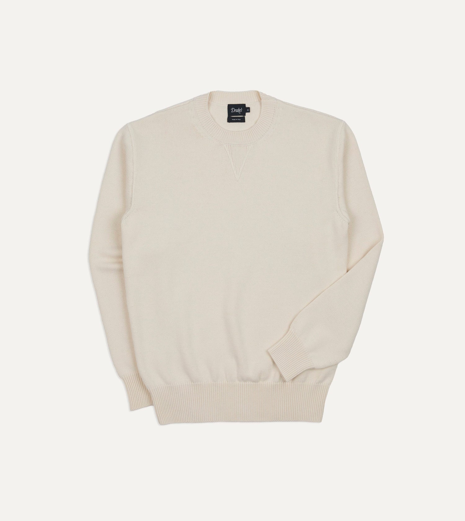 Ecru Wool-Cotton Knit Sweatshirt