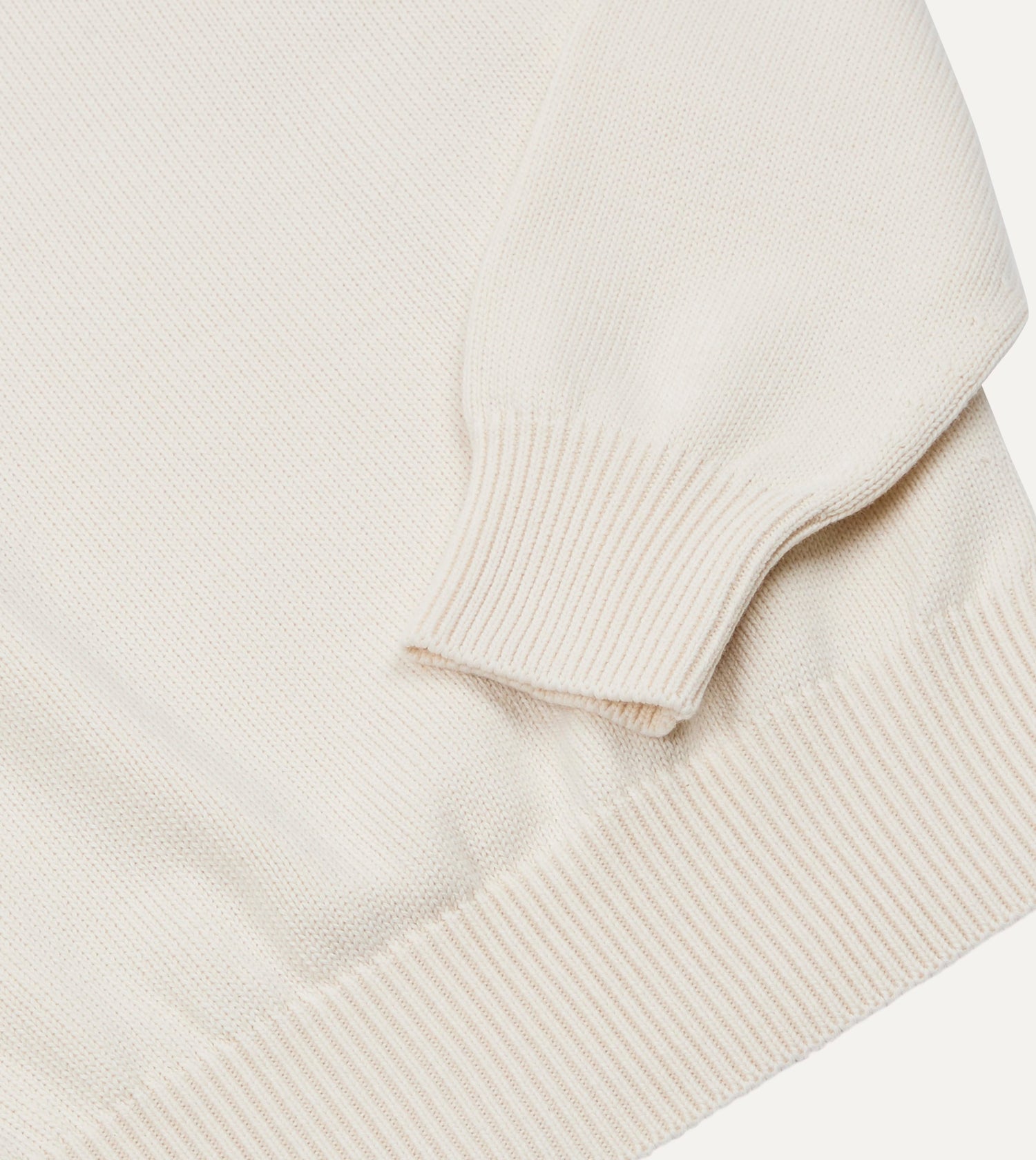 Ecru Wool-Cotton Knit Sweatshirt