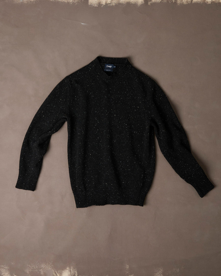 Dark Grey Donegal Crew Neck Jumper