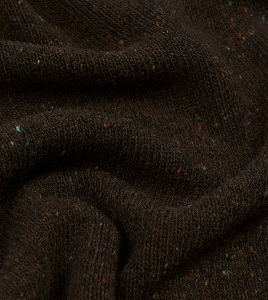 Brown Donegal Crew Neck Jumper