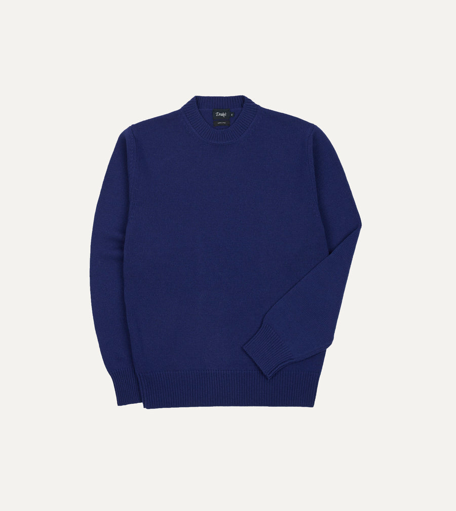 Blue Wool-Cashmere Crew Neck Jumper