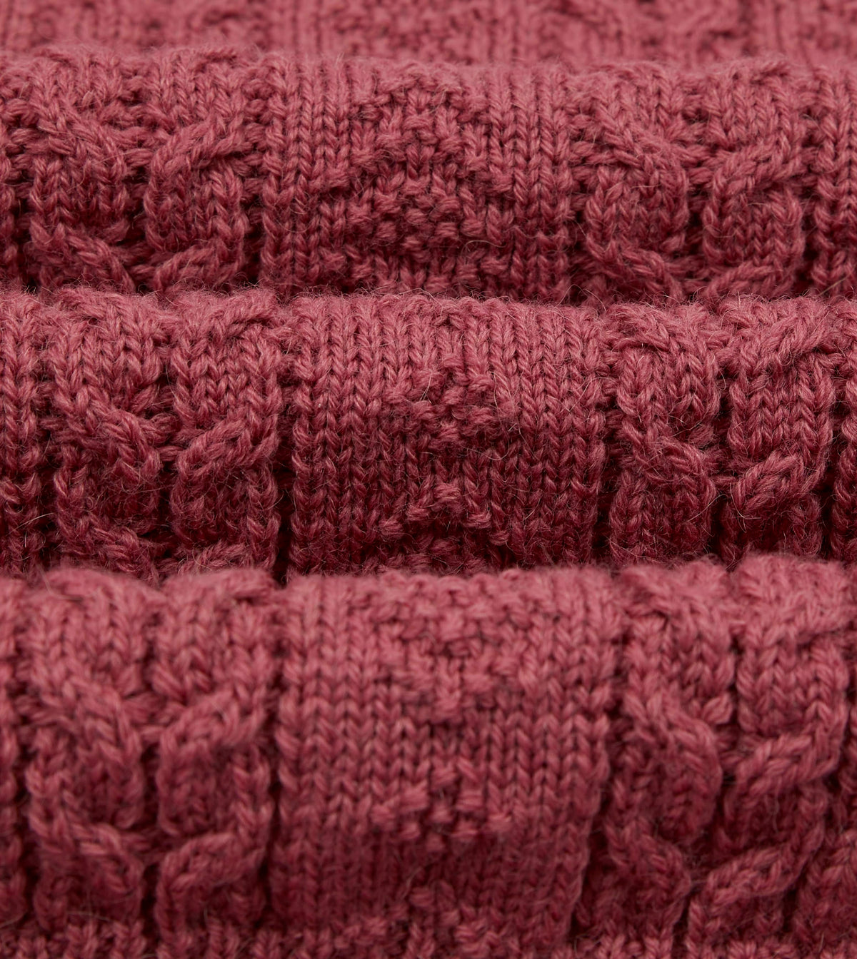 Pink Wool-Alpaca Cable Knit Crew Neck Jumper