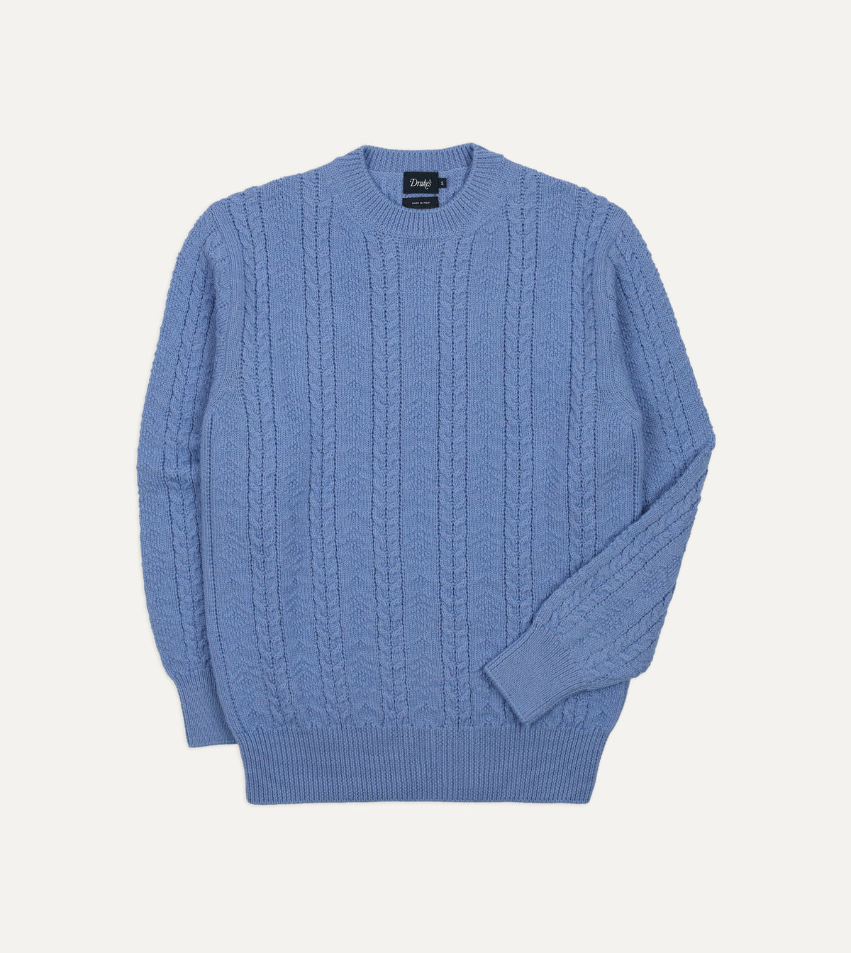 Lilac Wool-Alpaca Cable Knit Crew Neck Jumper
