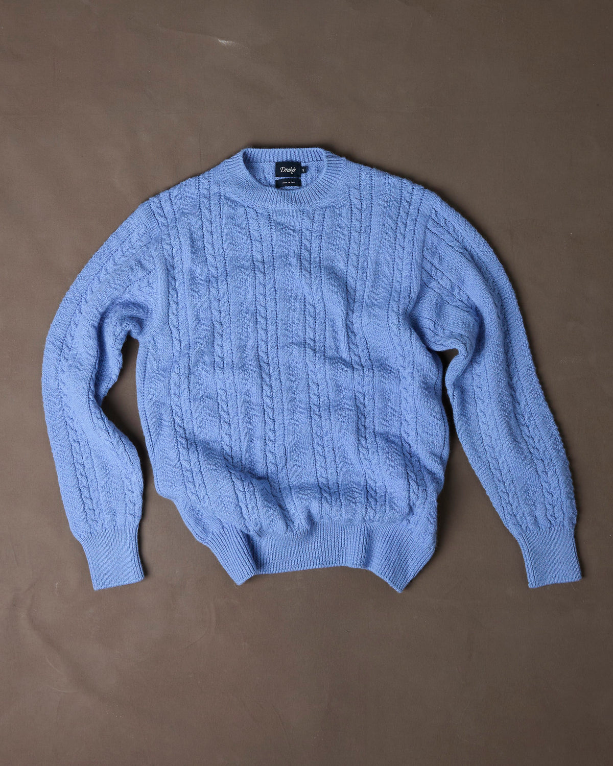 Lilac Wool-Alpaca Cable Knit Crew Neck Jumper