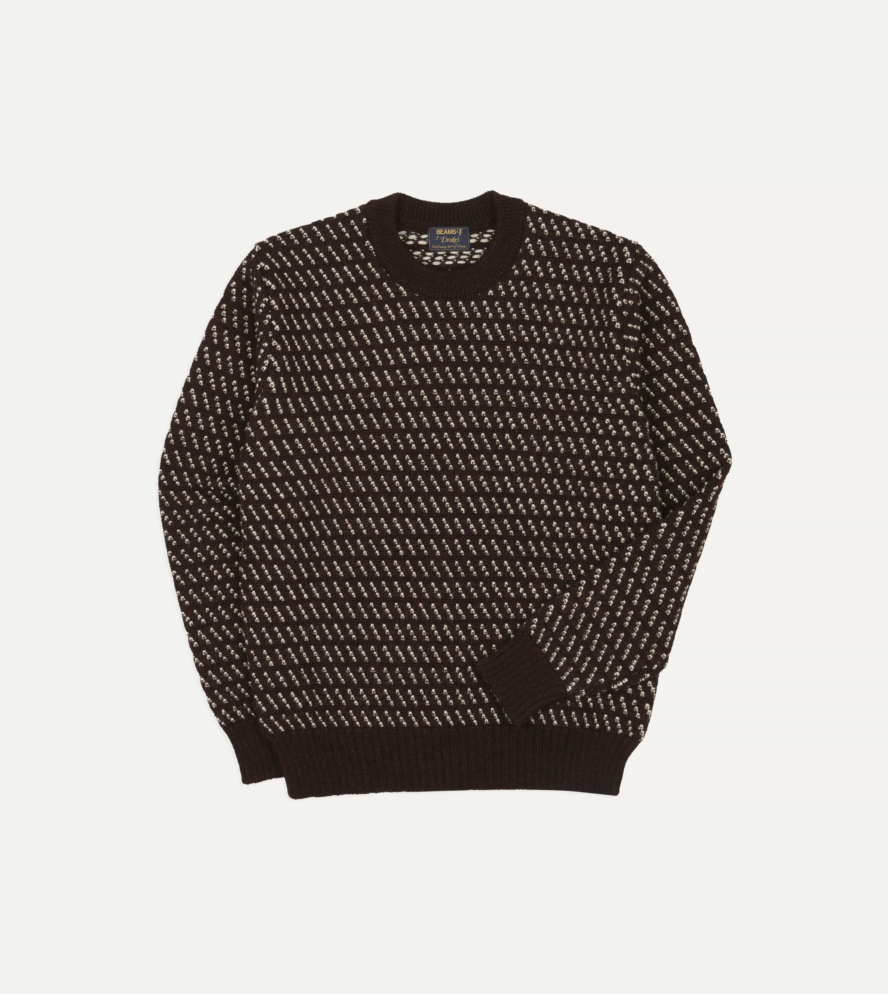 BEAMS F & Drake’s Norwegian Birdseye Wool Crew Neck Jumper