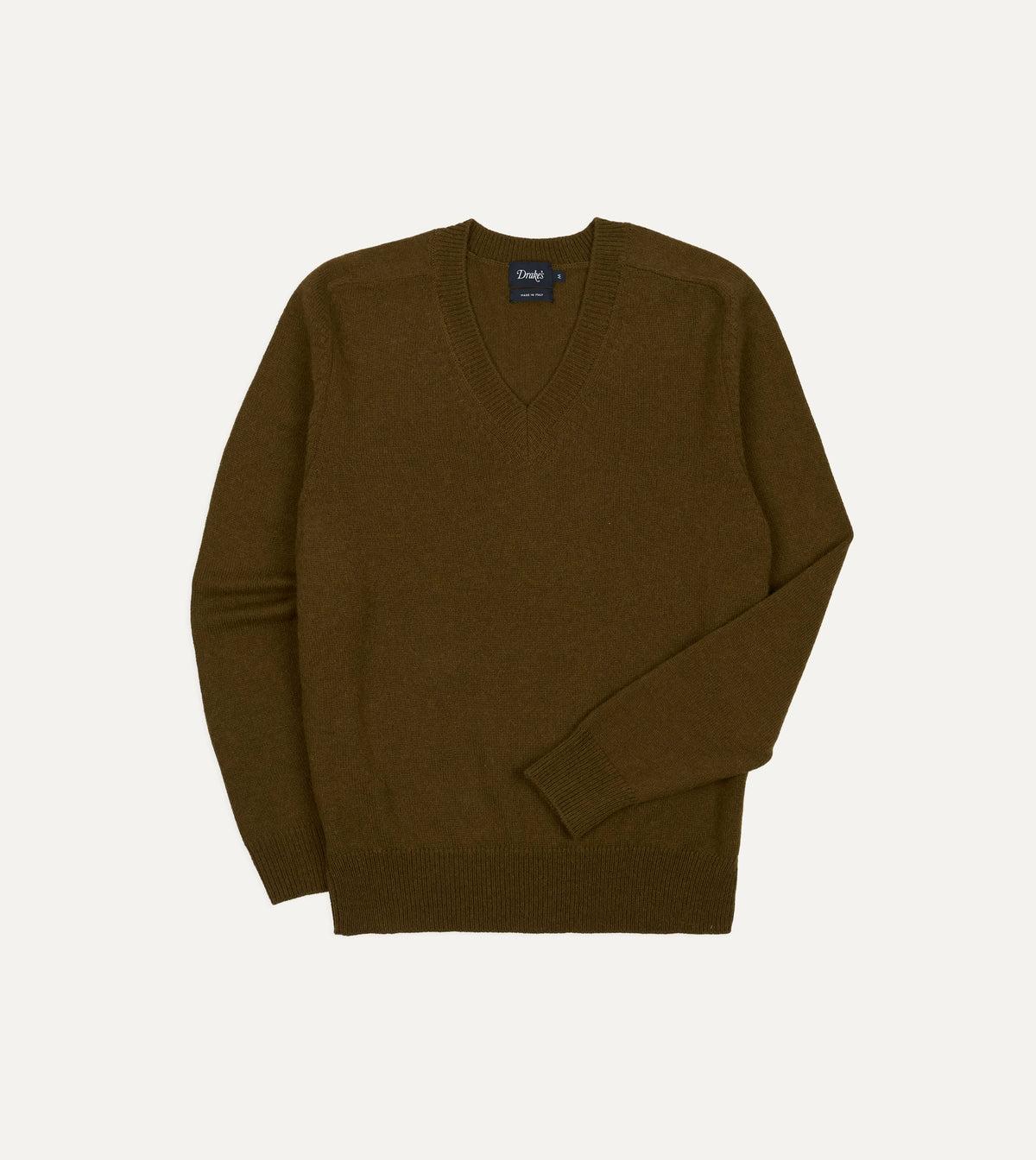 Olive Wool-Alpaca V-Neck Jumper
