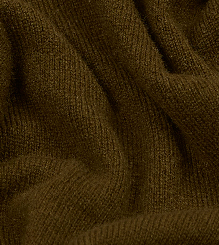 Olive Wool-Alpaca V-Neck Jumper