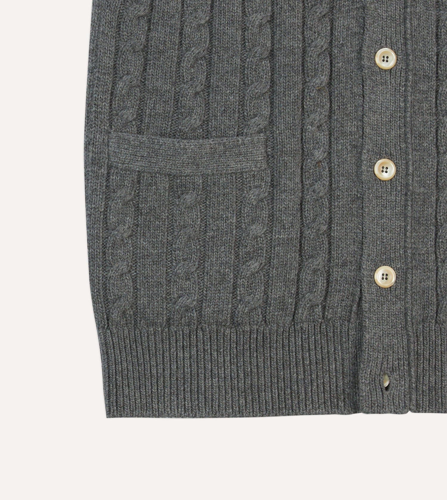 Grey Alpaca Lambswool Cable Knit Sleeveless Cardigan