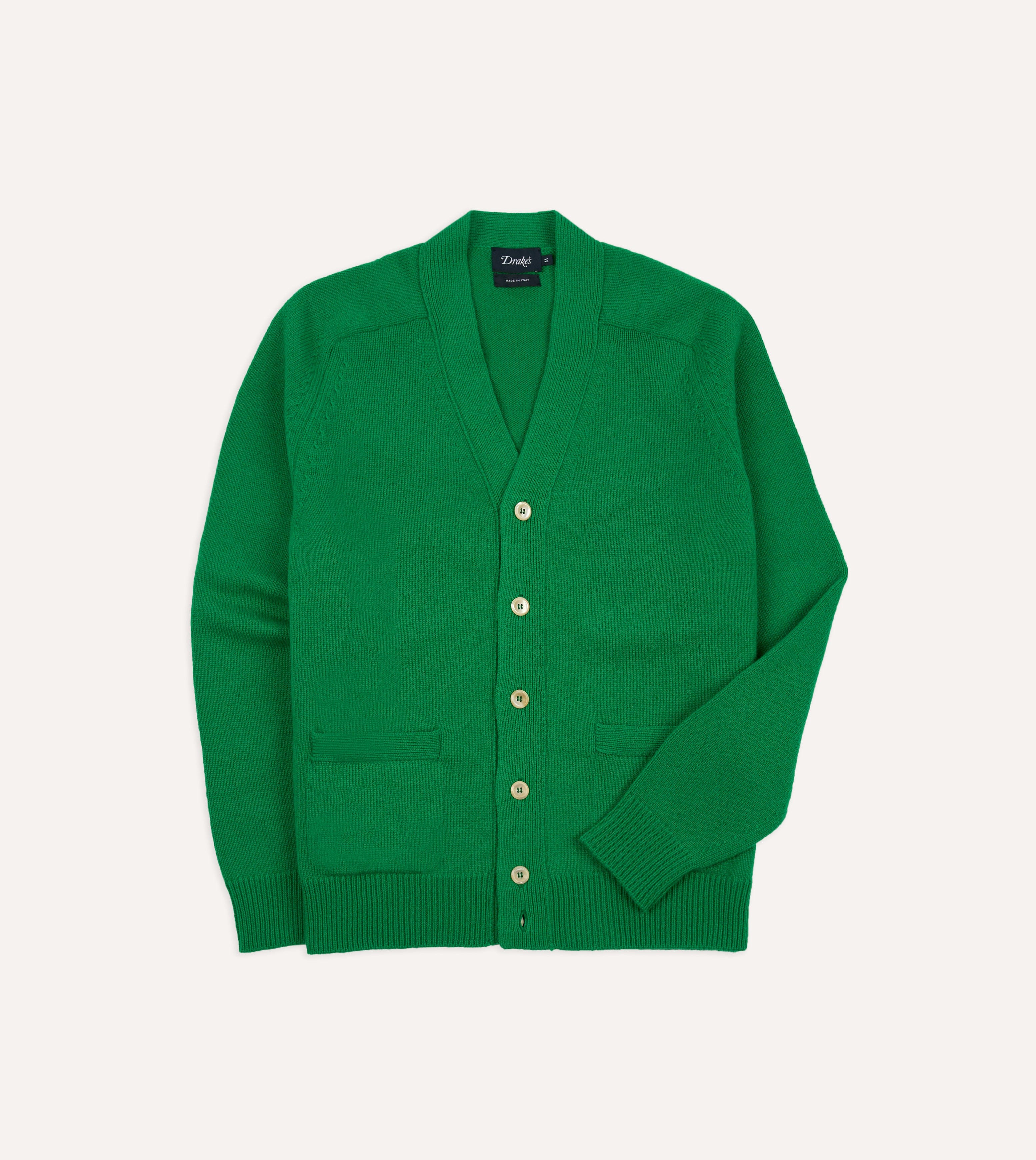 Green Lambswool 6 Button Cardigan