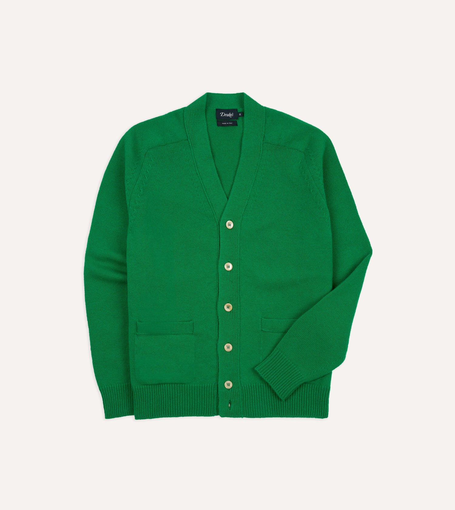 Green Lambswool 6 Button Cardigan